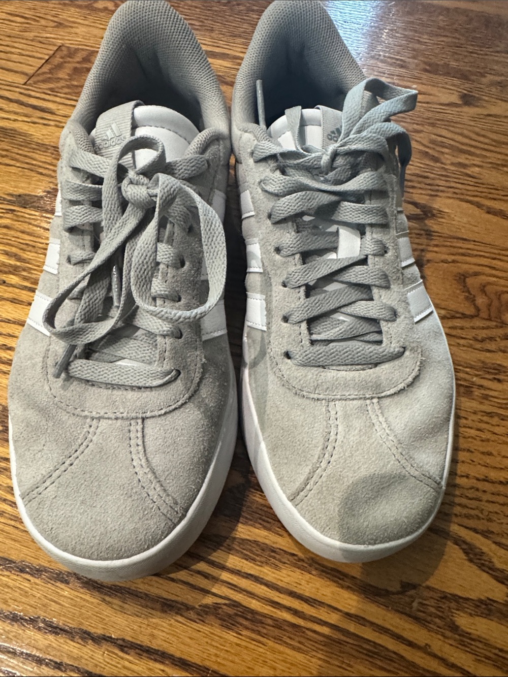 adidas Women's Light Gray Suede Athletic Sneakers